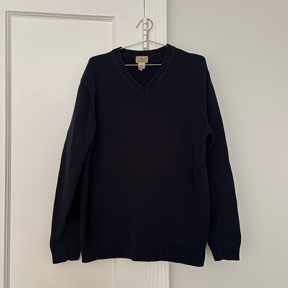 Vintage LL Bean Navy V-Neck Sweater